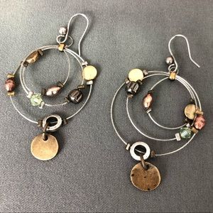 Custom made. Multi-hooped earrings w/ beads.